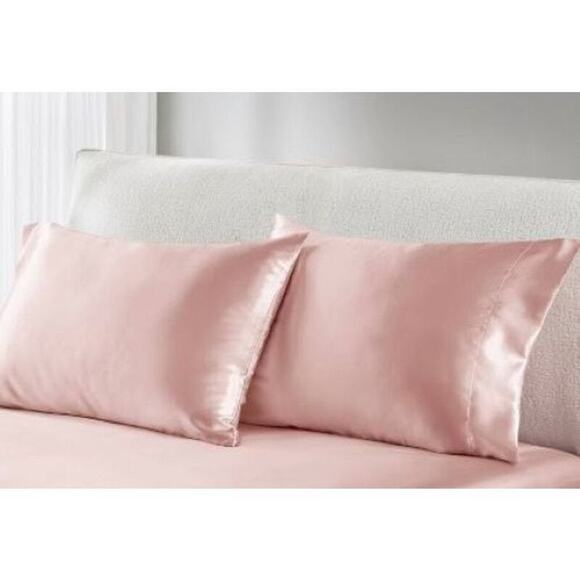 2 Pc Beautyrest STANDARD Satin Pillowcases ROSE PINK SilkyTherapeutic Hair Skin - Picture 2 of 11